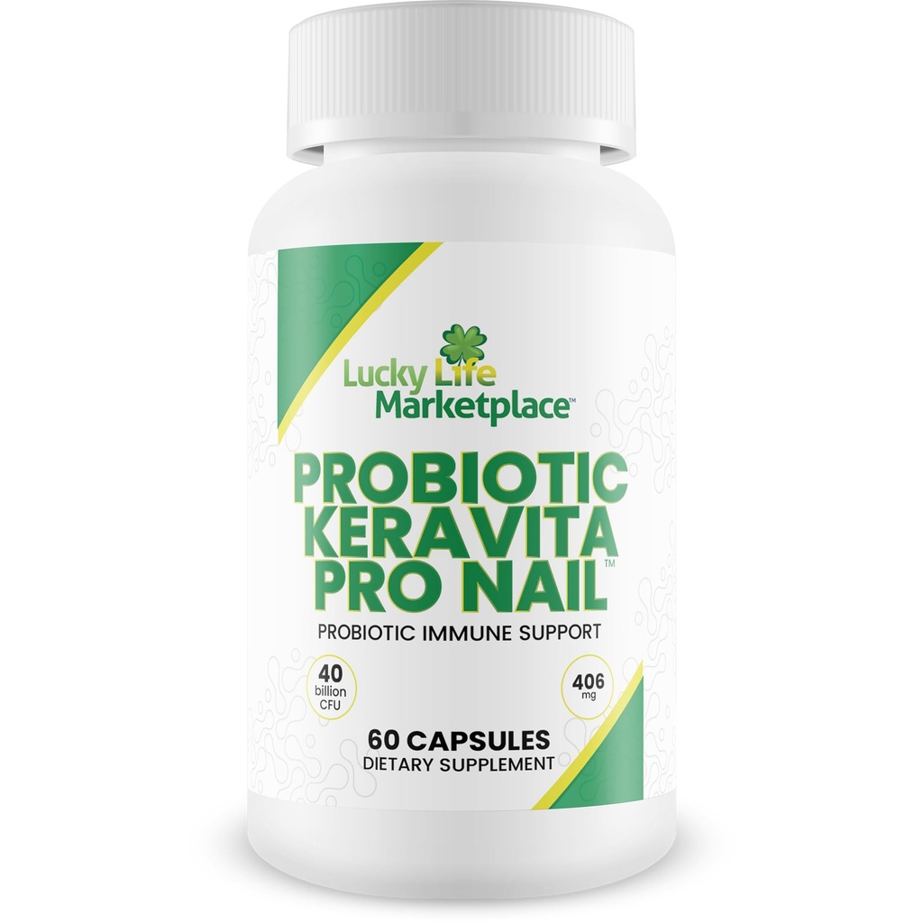 Probiotic Keravita Pro Nail - Probiotic Immune Support to Help Support Body to Naturally Defend Against Fungus - Clear Nails를 홍보 - Aid Immune Response에 건강한 Gut Microbiome 지원