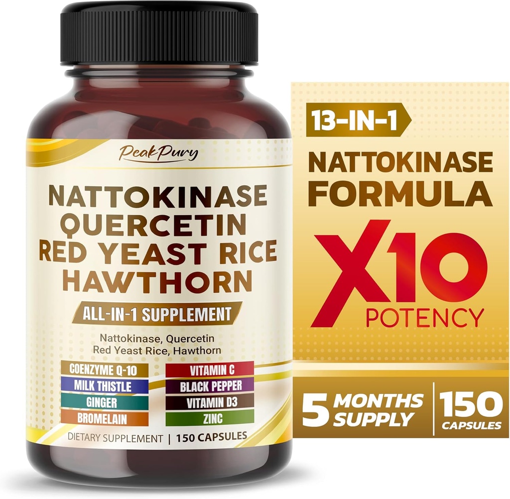 Nattokinase 5000FU Quercetin 빨간 효모 밥 호손 - 전반적인 웰빙 지원 - 미국에서 만드는
