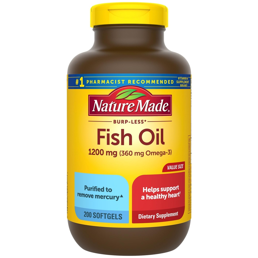 성격은 Burp 더 적은 물고기 기름 Omega 3 보충교재, 1200 mg Softgels, 건강한 심장 지원을 위한 Omega 3 물고기 기름, 200 Softgels, 100 일 공급을 만들었습니다