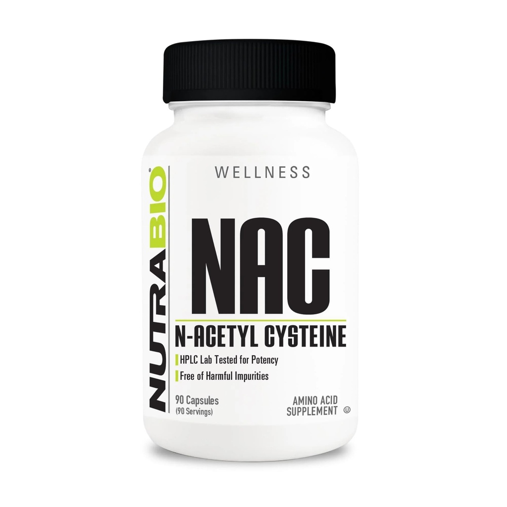 NutraBio N-Acetyl Cysteine 보충교재 (NAC) - 90의 캡슐, 600mg 각각 - 강력한 반대로 산화제 - 면역성이 있는 지원 - Boost Glutathione