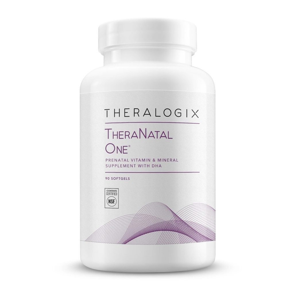 Theralogix TheraNatal One Prenatal 비타민 - 90 일 공급 - DHA, 비타민 D3, 메틸을 섞은 Folate, 철 및 건강한 임신 *를 지원하는 더 많은 Prenatal Multivitamin - 90 Softgels
