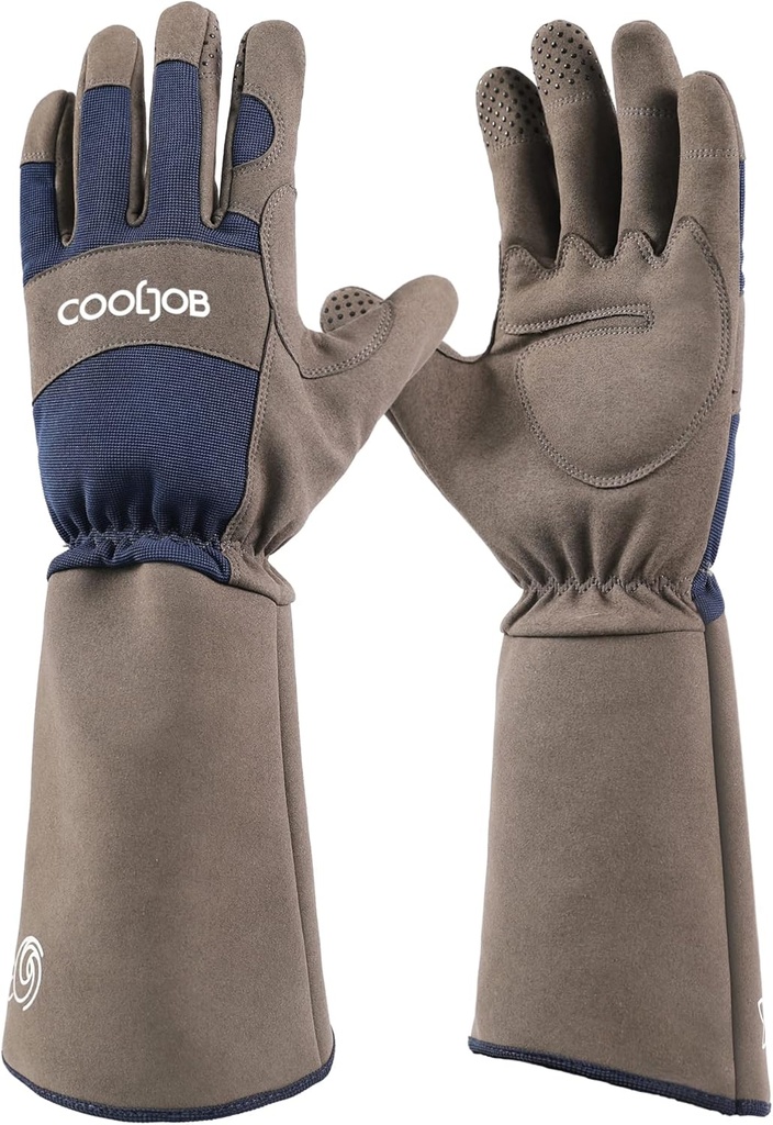 COOLJOB Thorn Proof Rose Pruning Garden Gloves for Men, 긴 소매 패딩 야드 작업 부시, 블랙 베리, 크레투스, 헤비 듀티 / 펑크 방지 / 기계 빨 수, Xlarge, Navy