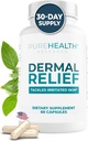 PUREHEALTH RESEARCH Dermal Relief 보조 식품 - L-Histidine, Ashwagandha 뿌리 추출물, Rhodiola Crenulata, 비타민 D 및 E - 1 병 - 60 캡슐을 가진 과민한 피부, Eczema 및 Dermatitis를 위해 -