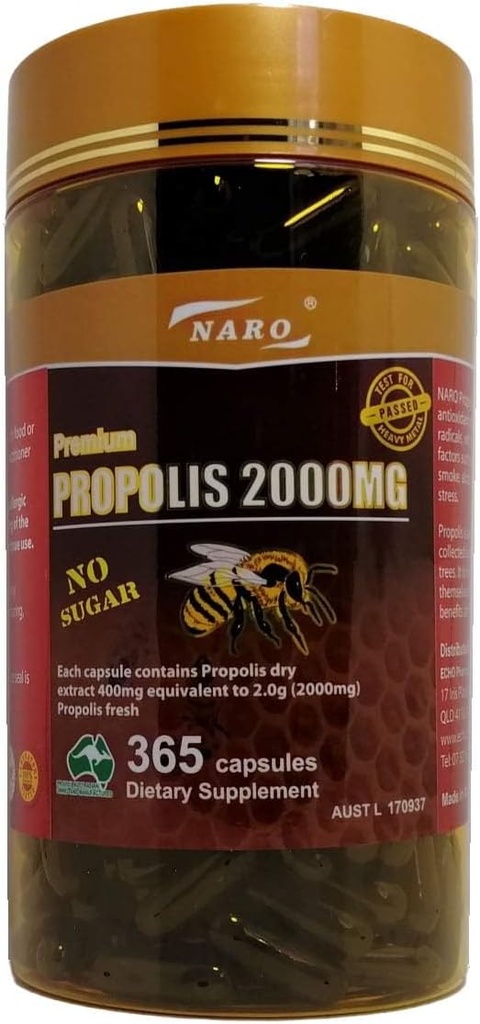 Naro Bee Propolis 추출물 2000mg 우수한 Eucalyptus 진한 365 캡슐 호주 만드는