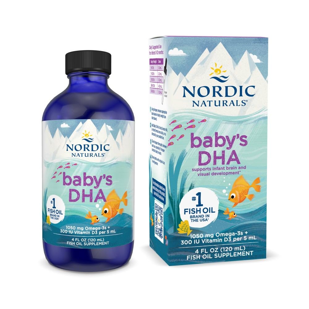 Nordic Naturals Baby 's DHA, Unflavored - 4 oz - 1050 mg Omega-3 + 300 IU 비타민 D3 - 아기의 뇌, 비전 및 신경 시스템 개발 지원 - Non-GMO - 5 월 Vary
