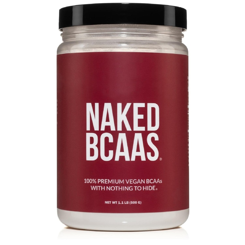 NAKED BCAAs 아미노산 분말, 단지 1개의 성분, 순수한 2:1: 1개의 공식, Vegan Unflavored 분지된 사슬 아미노산, 즉시로 처리되는 모든 자연적인 BCAA 보충교재 - 500 그램, 100개의 서빙