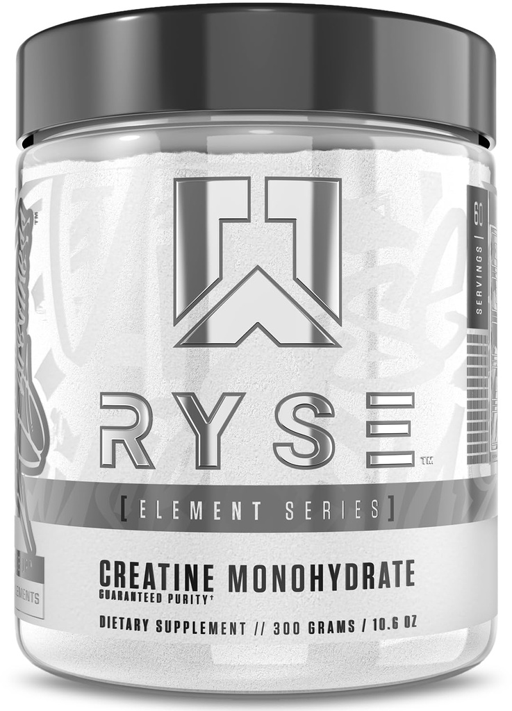 RYSE 크레아틴 Monohydrate 분말 - Unflavored - 지원 남자 & 여자 Lean 근육 성장, 힘, 힘 및 내구시간 - 도움은 피로를 감소시키고 운동 회복을 개량합니다 - 60의 서빙