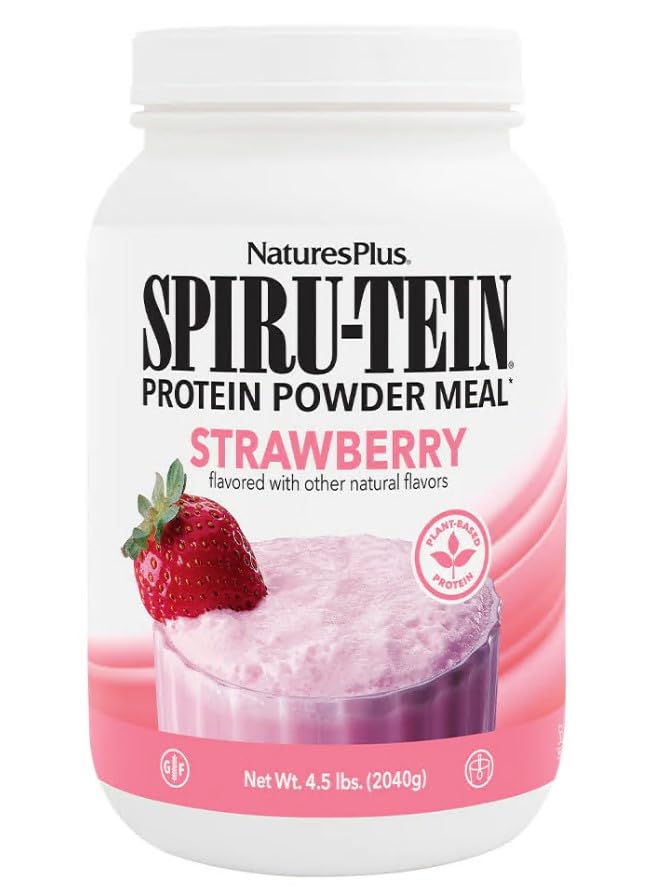 NaturesPlus SPIRU-TEIN, Strawberry - 4.5 파운드 - 식물 기반 단백질 셰이크 - 비 GMO, 채식주의, 글루텐 무료 - 60 서빙