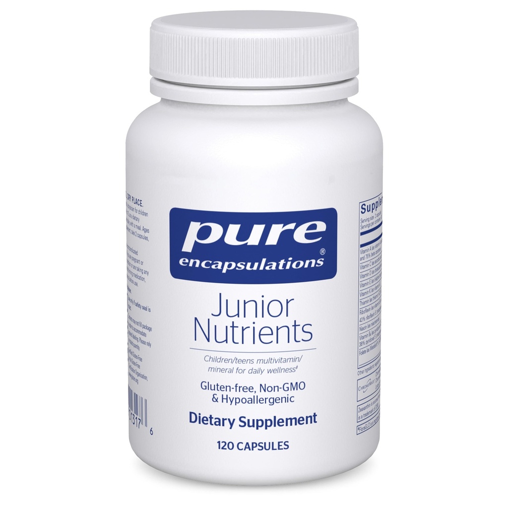 순수한 캡슐화 Junior Nutrients - 아이 & 청소년 Multivitamin - 철없이 - 칼슘, 비타민 D3 및 비타민 C - 비 GMO 및 채식 - 120 캡슐
