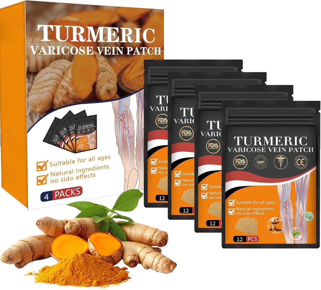 1 박스 Furzero Turmeric Varicose Vein 패치 - 2024 새로운 Turmeric Vein 패치,자연적으로 다리와 스파이더에 varicose Veins를 구호