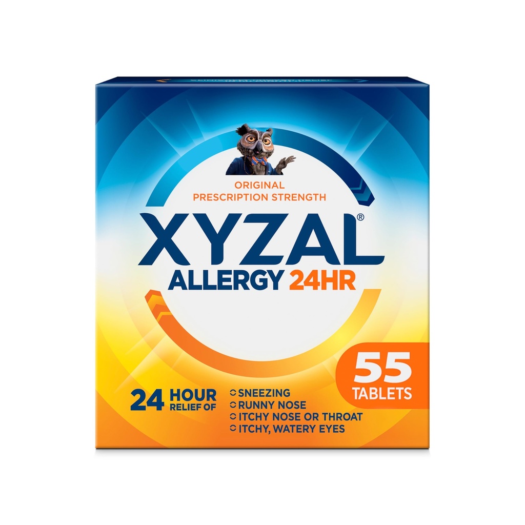 Xyzal 24 시간 알레르기 완화 약, 본래 처방전 힘 Antihistamine, Levocetirizine Dihydrochloride 정제 5 mg, 55 조사
