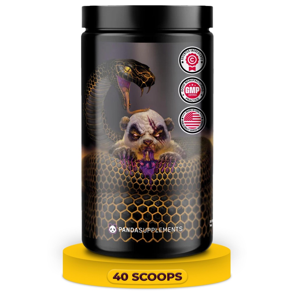 Undergound Bio Labs : Panda Supps Pandamic, 최대 성능, 펌프 및 Focus (40 Scoops) (Grape Bubblegum) 용 Extreme Pre Workout
