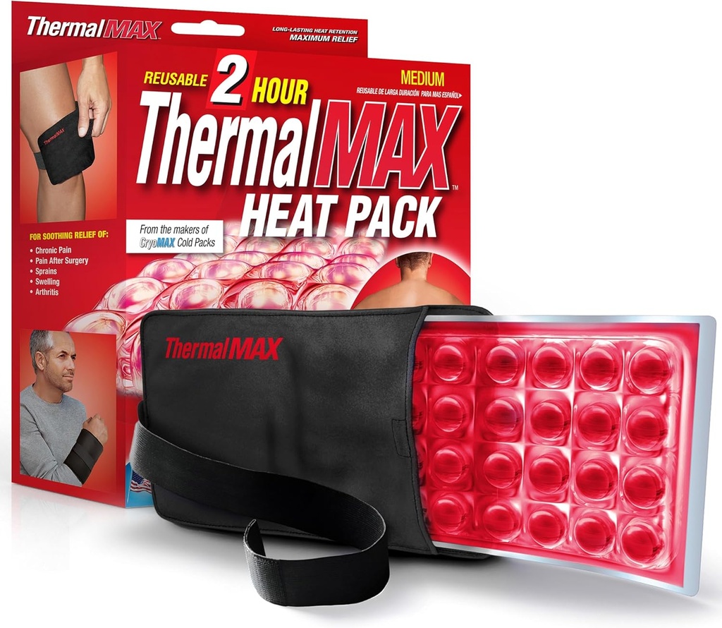 ThermalMax 재사용할 수 있는 열 팩 - 오래 견딘, 치료 열의 2 까지 시간, 조정가능한 결박을 가진 빠른 치유 기복 포장, 고통 기복을 위해 제일, 근육 안락, 무릎, 뒤, 엉덩이 수술 - 중간