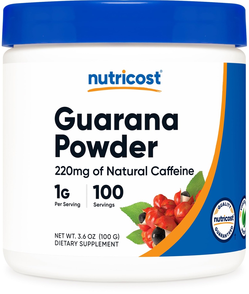 Nutricost Guarana 추출물 분말 100 병 당 그램 - 자연적인 브라질 초본 카페인 Energizer 보충교재