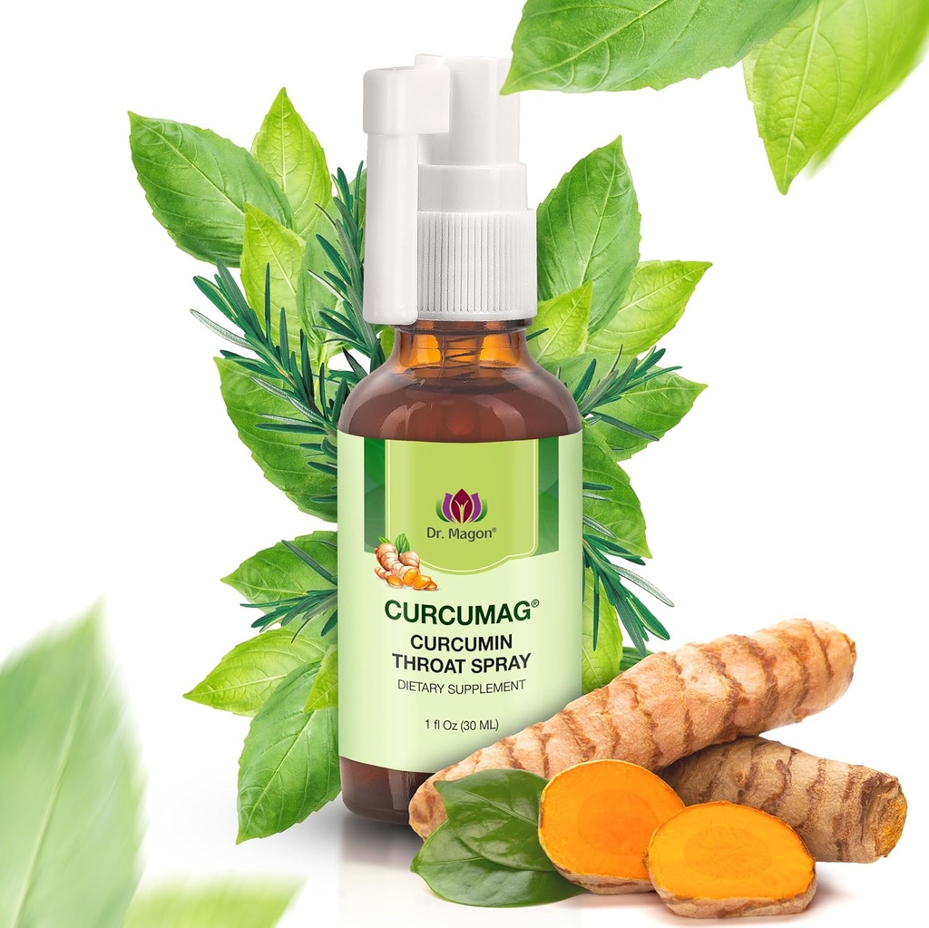 Natural Turmeric Curcumin Throat Spray by Dr. Magon, Throat Calm, Soothing Throat Spray, Immune Support, Extra Strength UC3 Clear Curcuma Longa Dry Extract, 1 유체 Oz