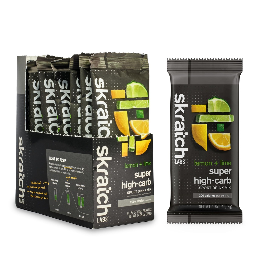 Skratch Labs Super High-Carb Drink Mix Packets - 탄수화물 분말 - 클러스터 Dextrin 및 Electrolytes - Endurance Energy- Energy Gel Alternative - Lemon/Lime - 8 단일 서빙 패킷 - Non-GMO