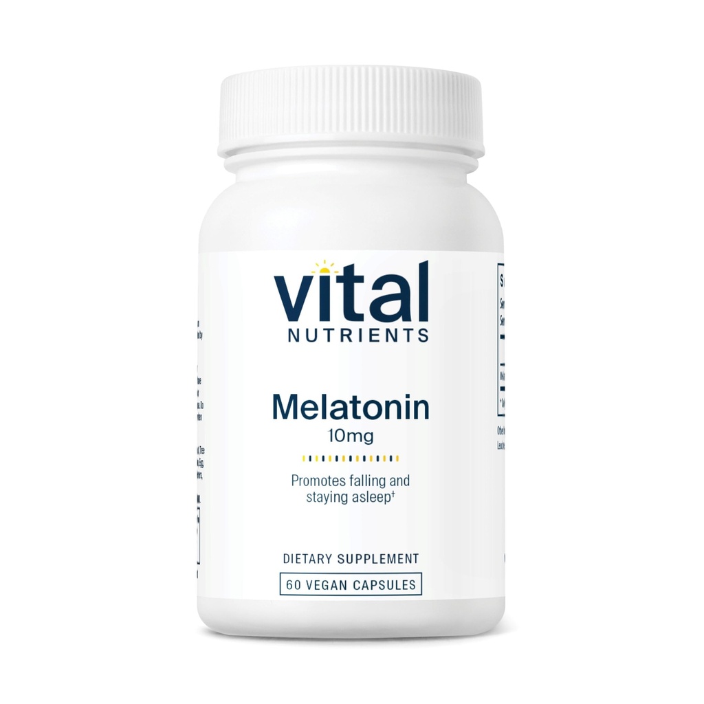 Vital Nutrients Melatonin 10mg | Vegan | 몸의 자연적인 수면주기를 지원하는 수면 보충 | 글루텐, 낙농장, 간장 무료 | 60 캡슐