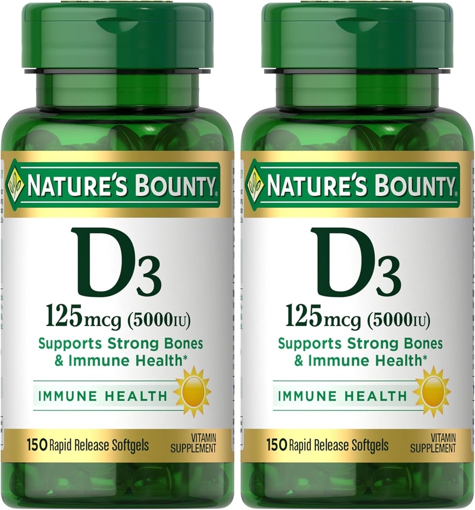 자연의 현상 비타민 D3, 면역 및 뼈 지원, 5000IU, 급속한 방출 Softgels, 150 Ct (포장 2)