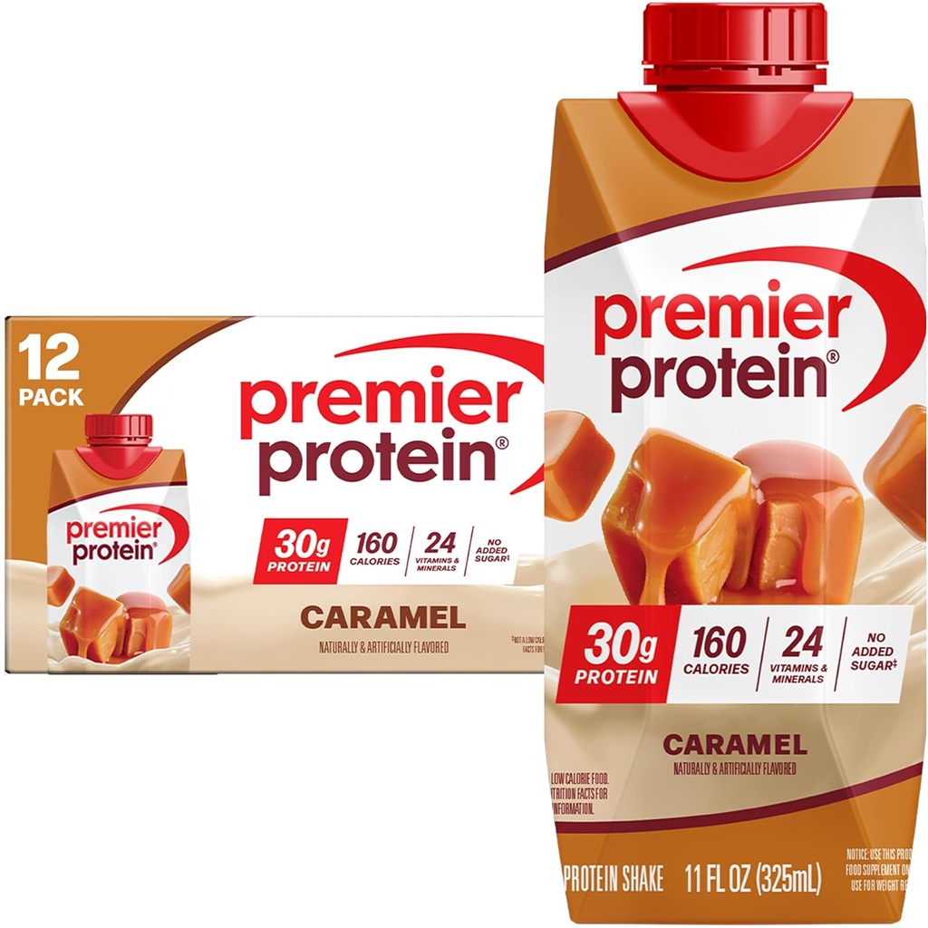 Premier Protein Shake, Caramel, 30g Protein, 11 fl oz, 12 팩 (패키지 May Vary)