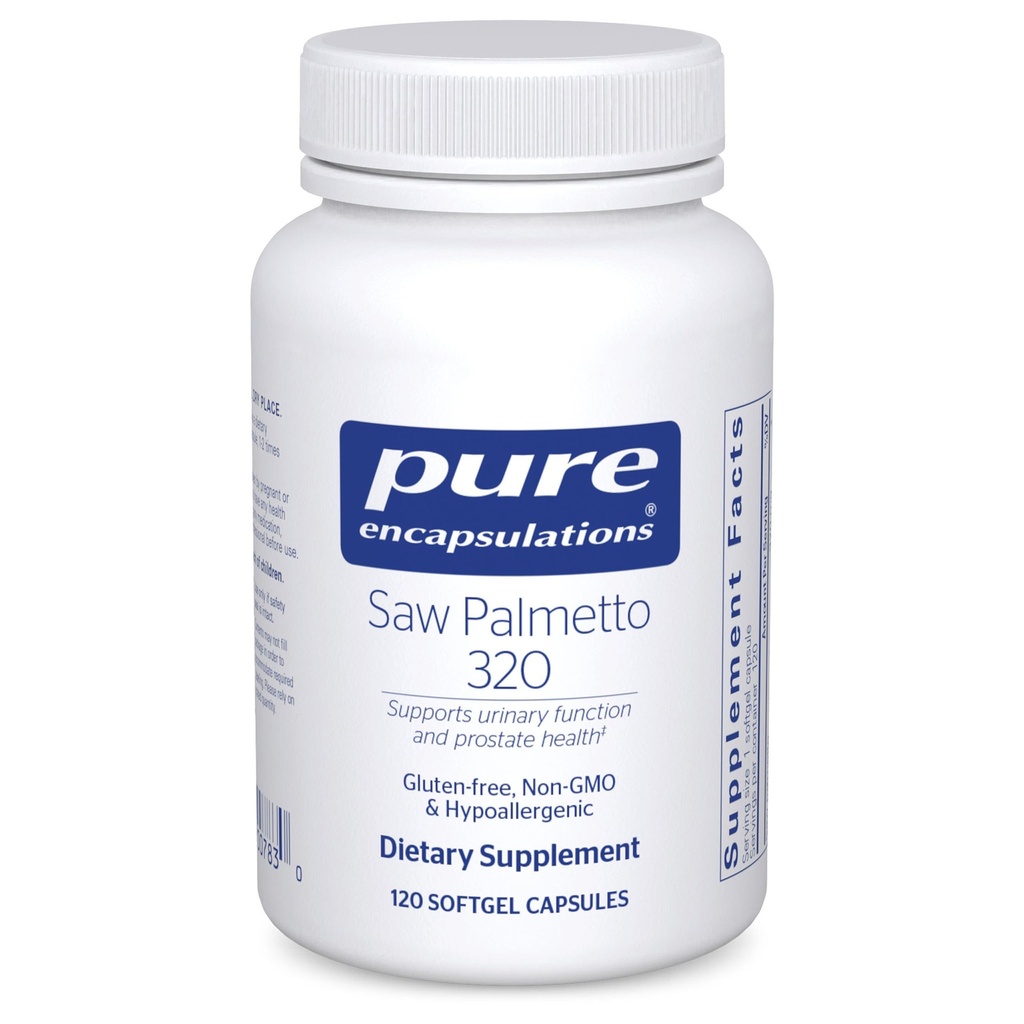 Pure Encapsulations Saw Palmetto 320 - 지방산 및 기타 필수 영양사 지원 Metabolism & Urinary 기능 - Saw Palmetto Extract - 120 Softgel 캡슐