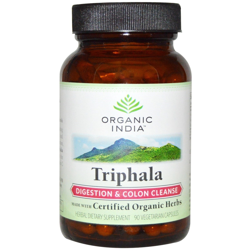 ORGANIC INDIA Triphala 캡슐 유기 - Amla, Bibhitaki, Haritaki, Digestion & Colon Support, Immune 시스템 지원, Adaptogen, Vegan, USDA 인증 유기 - 90 캡슐