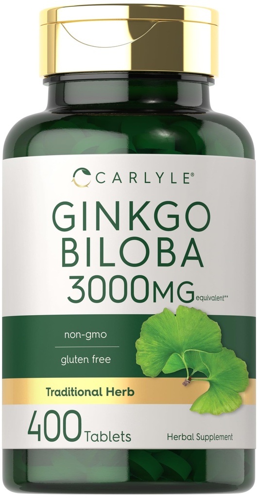 Carlyle Ginkgo Biloba 3000mg | 400 정제 | 비 GMO, 글루텐 무료 초본 보충
