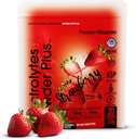 PowderVitamin Electrolytes Powder Plus (20 서빙) Strawberry Electrolyte Powder, No Maltodextrin, Keto,Sugar Free,Pink Himalayan 소금, 1000mg 칼륨, 120mg 칼슘, 120mg 마그네슘, 식량 분말
