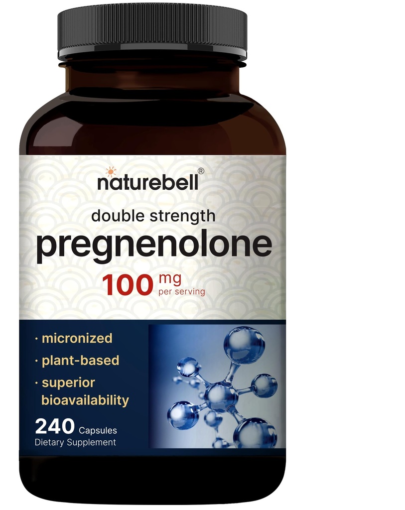 Pregnenolone 100mg, 240 캡슐 | 99% 순수성, 더 높은 흡수를 위한 Micronized 급료, 근거한 식물 – 자연적인 Precursor, 뇌, & 면역성 건강 보충교재 – 비 GMO, Soy 무료