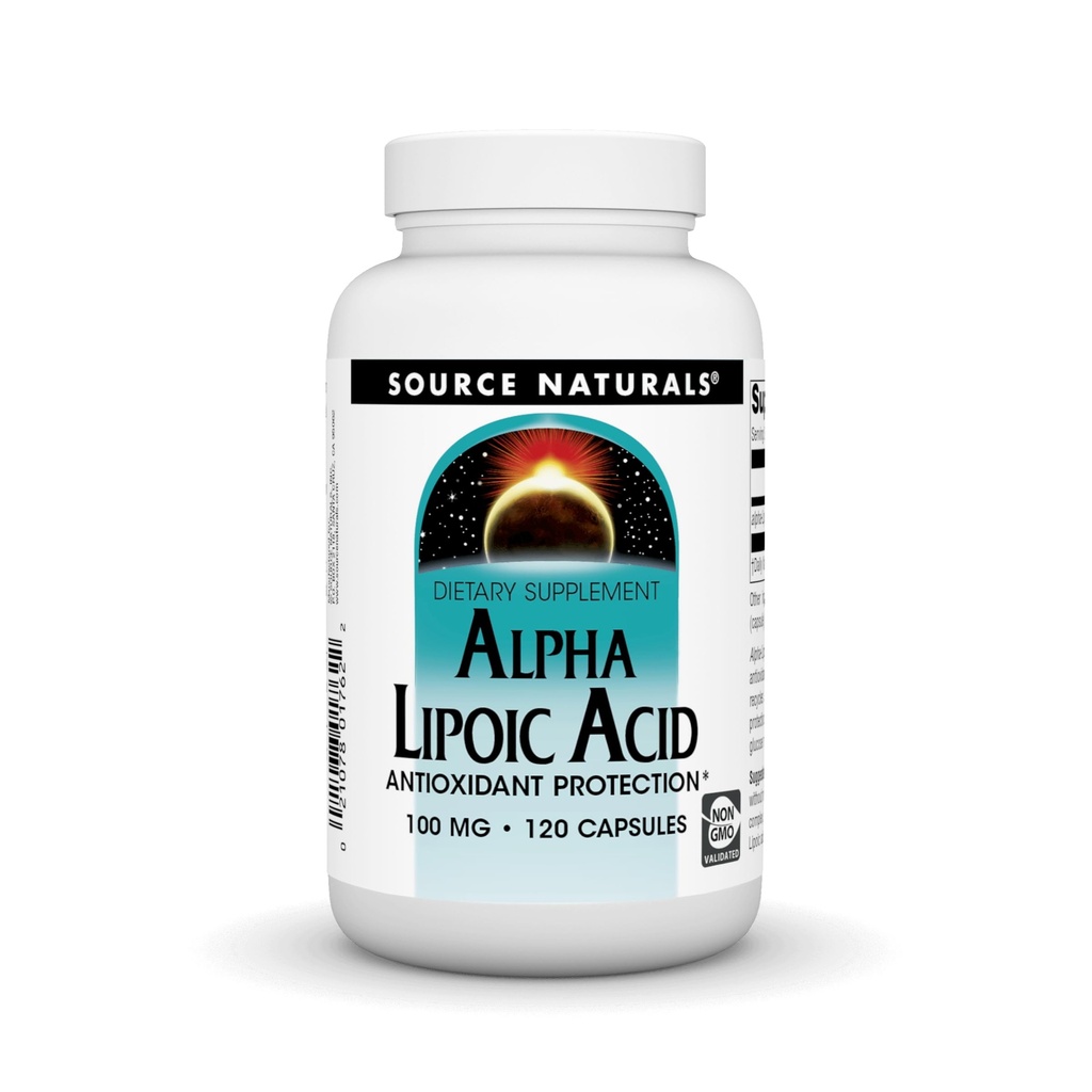 Source Naturals Alpha Lipoic Acid 100 mg 지원 건강한 설탕 대사, 간기능 및 에너지 발생 - 120 캡슐