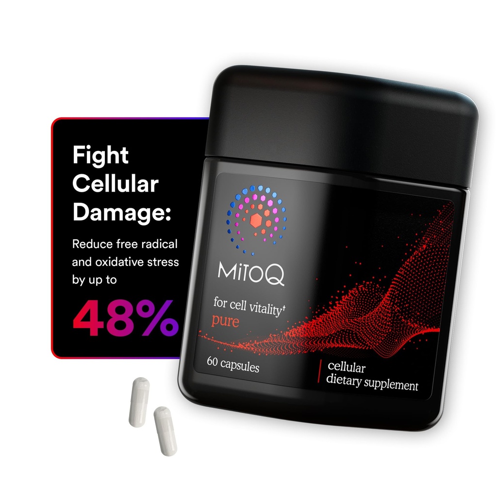 MitoQ Pure Advanced Mitochondria Supplement Superior Bioavailability to CoQ10 | 건강한 노화, 대사, 심장 건강, 에너지, 힘 및 이동성에 대한 무료 레이디얼 손상을 줄임