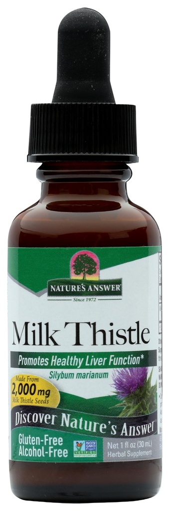 Nature's Answer Milk Thistle Extract | 건강한 간기능 향상 | 클렌징 및 해독 보충 | Non-GMO, Kosher Certified & 글루텐 프리 1oz