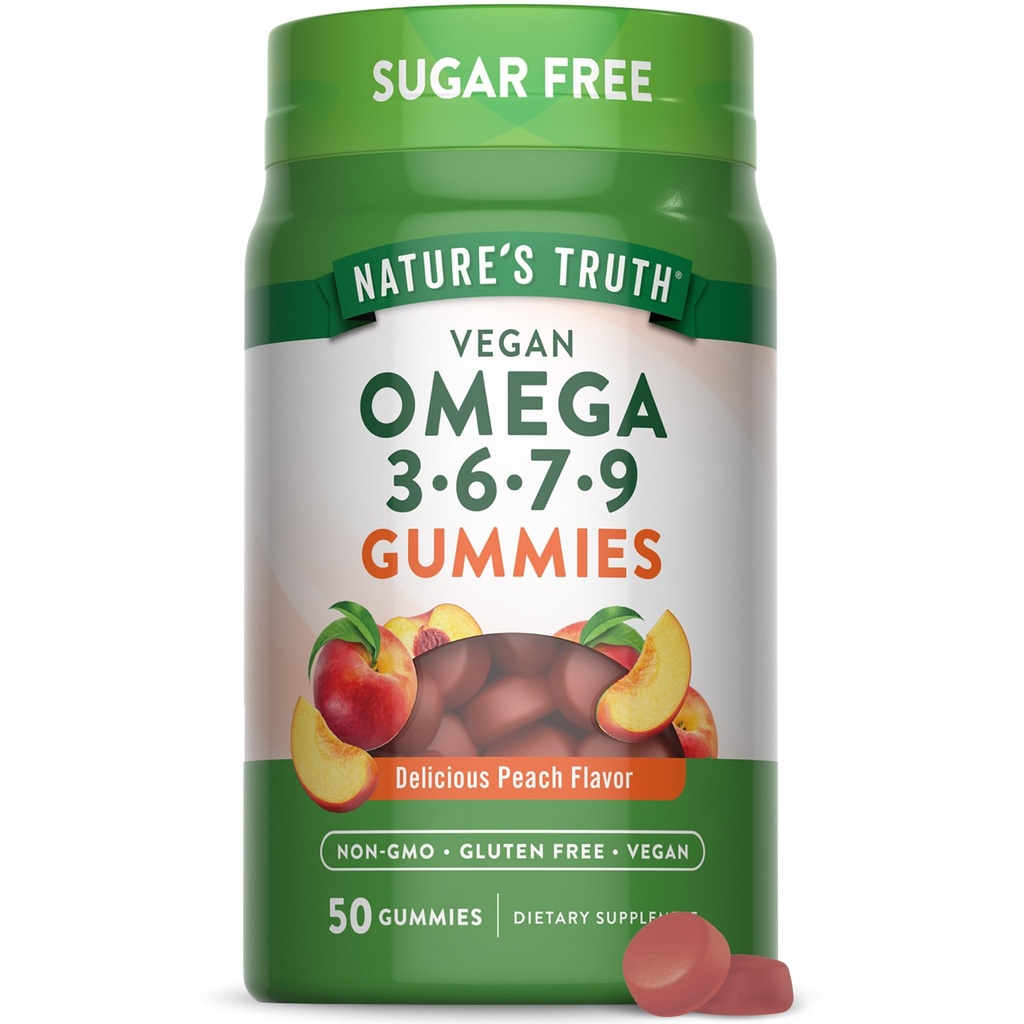 자연의 트렁크 오메가 3679 구미 | 50 개 | 복숭아 맛 | Non-GMO & Gluten Free Supplement