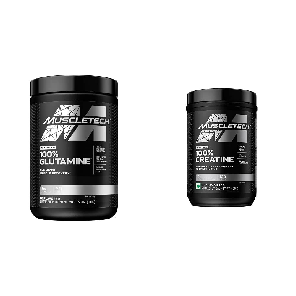 MuscleTech Creatine Monohydrate 분말 플래티넘 순수한 Micronized 근육 회복 + 건축업자 & owder 100% 순수한 L 글루타민 분말