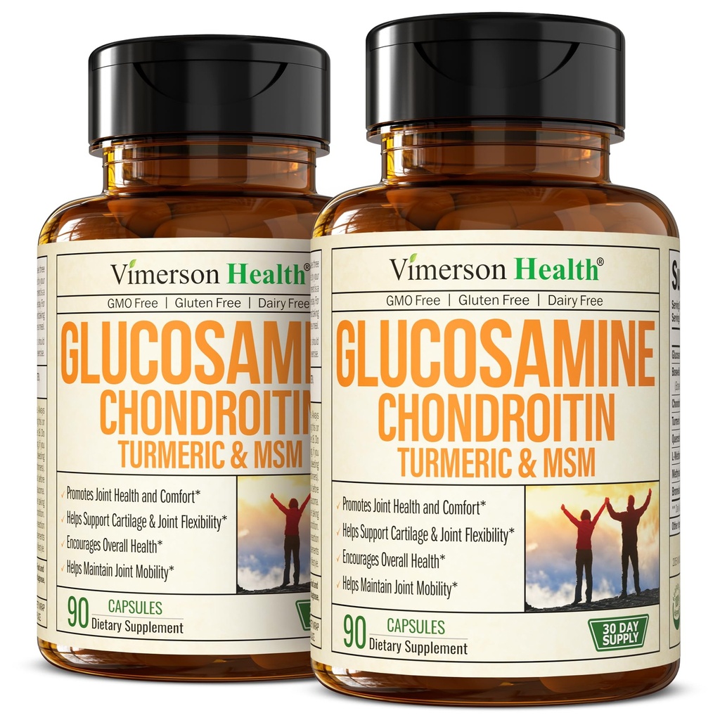 글루코사민 Chondroitin MSM – Glucosamine Sulfate 1500 mg, Chondroitin 및 MSM을 가진 여성과 남자를 위한 합동 지원 보충교재 – 연골, 합동 건강 및 융통성 – 2 팩