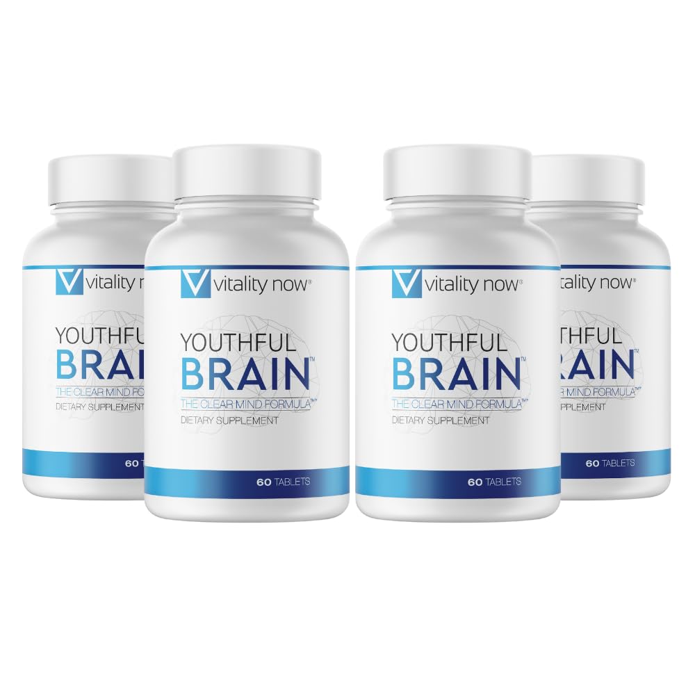 젊음 뇌 4 병 번들 - 기억 & 두뇌 건강 지원 보충교재 - Bacopa Monnieri, Ginkgo Biloba, B12-120 일 공급 (240 조사)를 가진 뇌 승압기 명확성