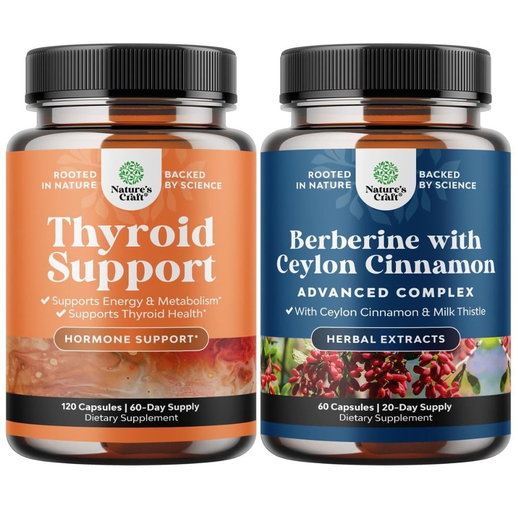 초본 Thyroid 지원 Complex의 뭉치 - 호르몬 균형을 위한 유력한 Kelp Iodine 보충교재 및 봉사단 당 Berberine 플러스 1200mg - Ceylon Cinnamon를 가진 항산화 Berberine