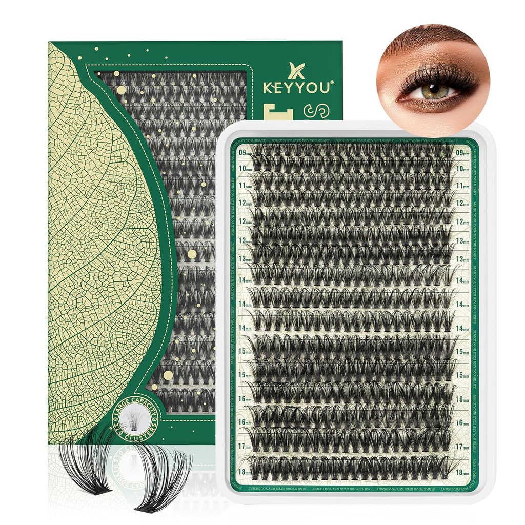 래쉬 클러스터 280Pcs 속눈썹 클러스터 KEYYOU 60D D Curl 9-18MIX 클러스터 러시 두꺼운 슈퍼 소프트 Wispy DIY 속눈썹 연장 집에서 (60D-D, 9-18MIX)