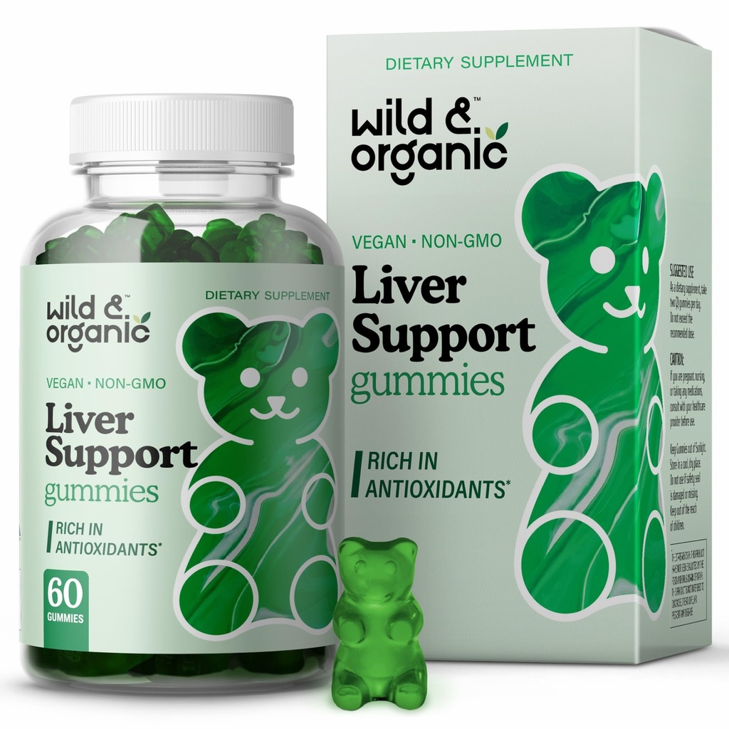 Wild & Organic Liver Support Gummies - 우유 이틀, 댄 델리온 뿌리 추출물 Liver Cleanse Detox - 60 Silymarin 우유 이틀 구미 - Vegan, Non-GMO 초본 보충.