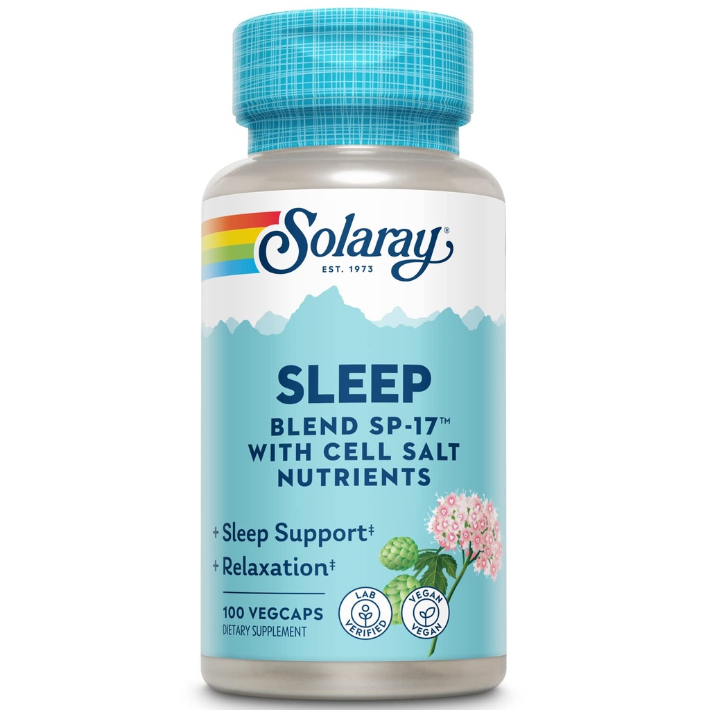 SOLARAY Sleep Blend SP-17 | 건강한 수면과 휴식에 도움이 되는 허브 블렌드 w/Cell Salt Nutrients | 비 GMO, 비건 | 100 VegCaps