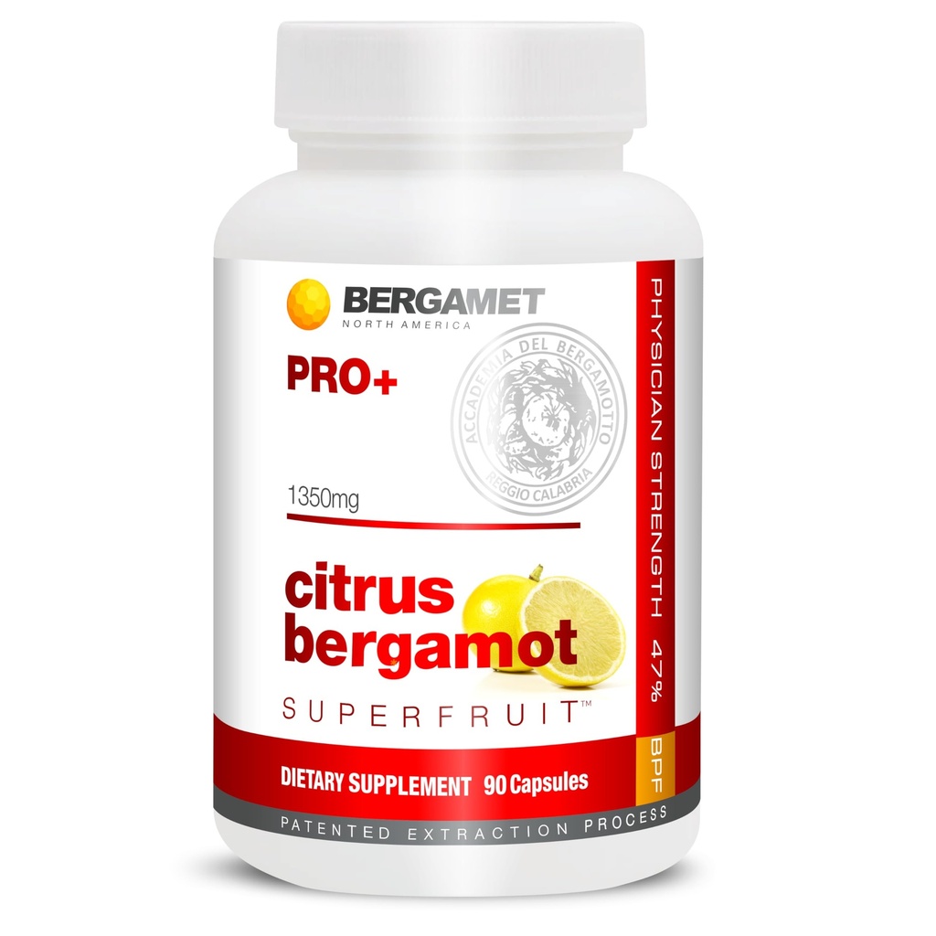 BergaMet Citrus Bergamot SuperFruit PRO+ 보충교재, 200:1 추출물, 1350mg, 80% 폴리페놀, 올리브 잎 추출물, 47% BPF, 세계 가장 강한, 임상 학문에 의해 역행되는 90의 캡슐, 미국에서 만드는