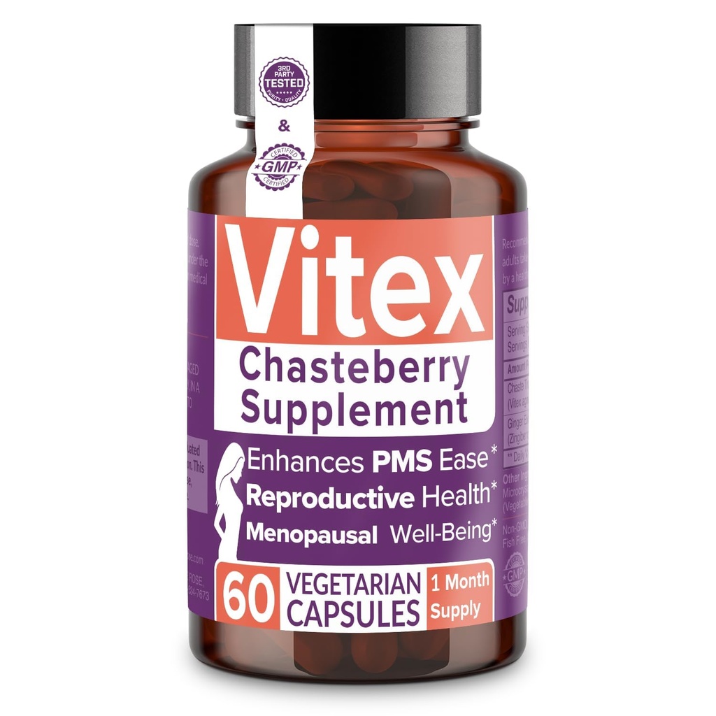 여성을위한 Intimate Rose Vitex Chasteberry 보충, 1000 mg - 호르몬 균형, 불임 및 PMS 지원을위한 Chaste Tree Berry, Regulate 사이클 - 60 캡슐