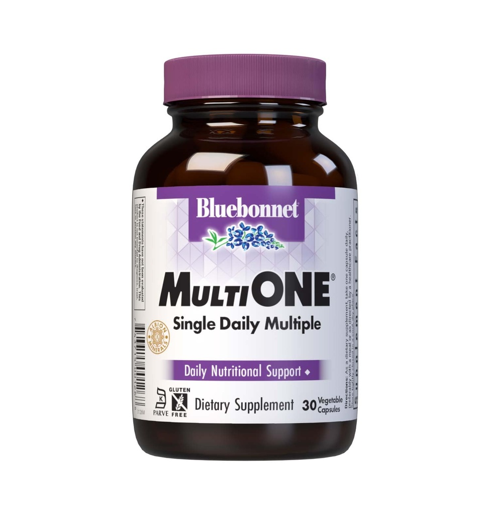 Bluebonnet Nutrition Mult One (철 포함), 매일 영양 지원 *, 채식 친화적 인, Kosher Certified, Gluten-Free, Dairy-Free, 30 야채 캡슐, 30 서빙