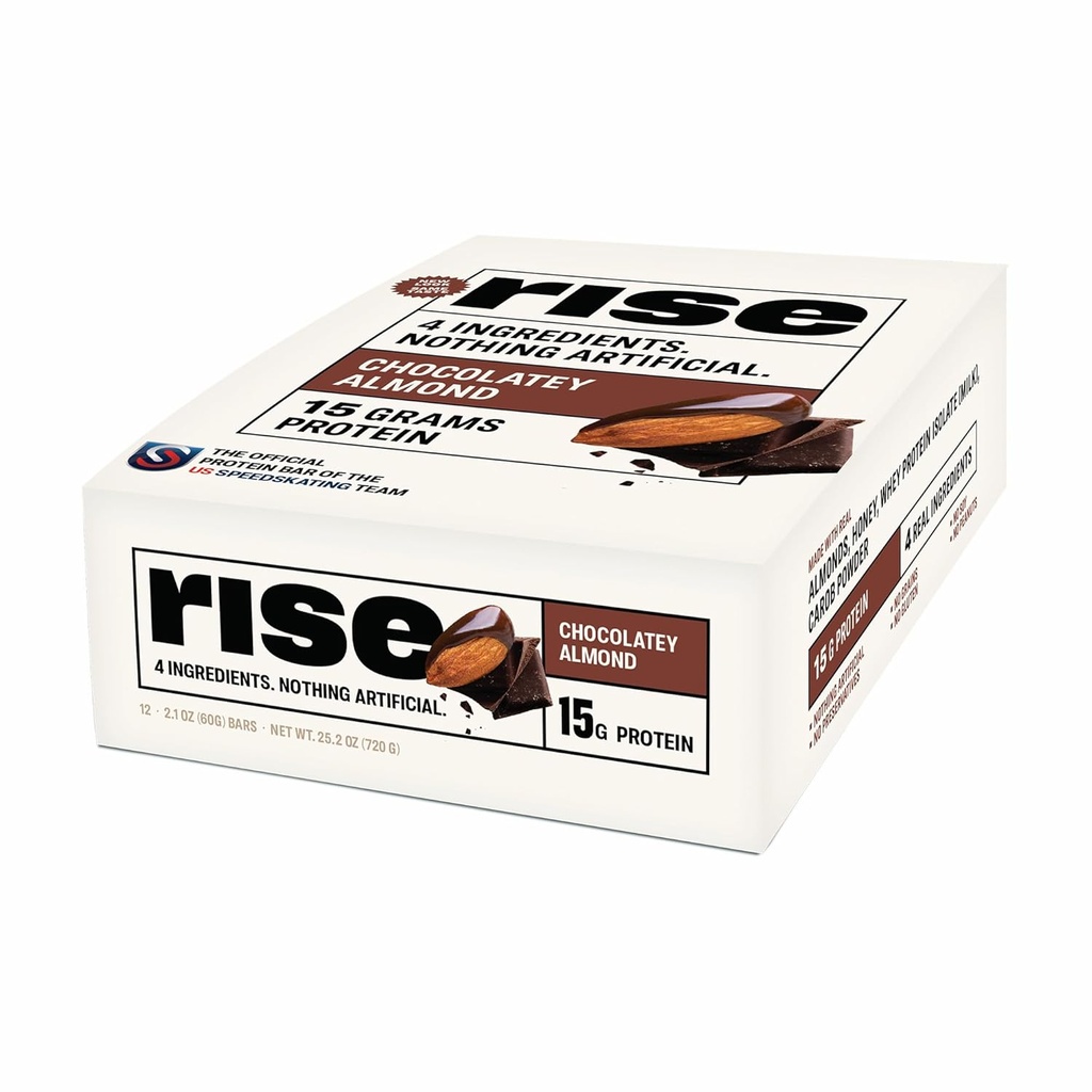 Rise Whey Protein Bar - 초콜렛 알몬드 | 조식 바 & Protein 15g Protein 5g Fiber Just 4 Whole Food Ingredients 글루텐 프리 소이 무료