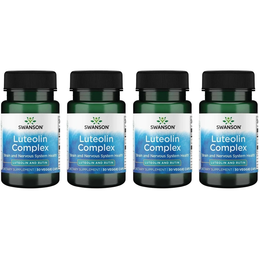Swanson Luteolin Complex w/Rutin - 두뇌 지원 보충교재 증진 기억, 무드 & 인지 건강 - 자연 공식은 Nervous 체계를 유지하는 것을 돕습니다 - (30의 Veggie 캡슐) 4 팩