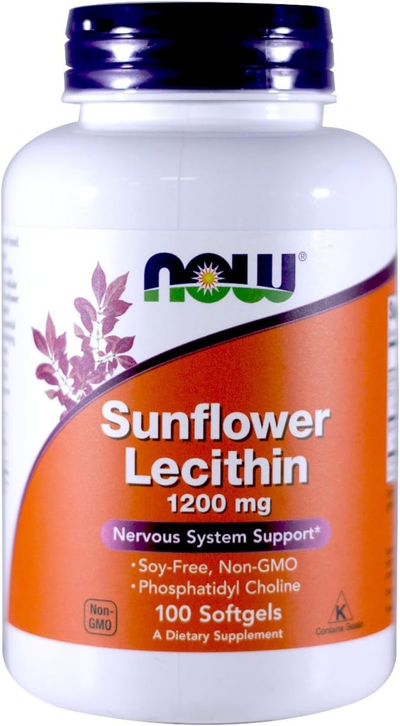 지금 음식 해바라기 Lecithin 비 GMO, 1200mg, 100 Sgels (2 팩)