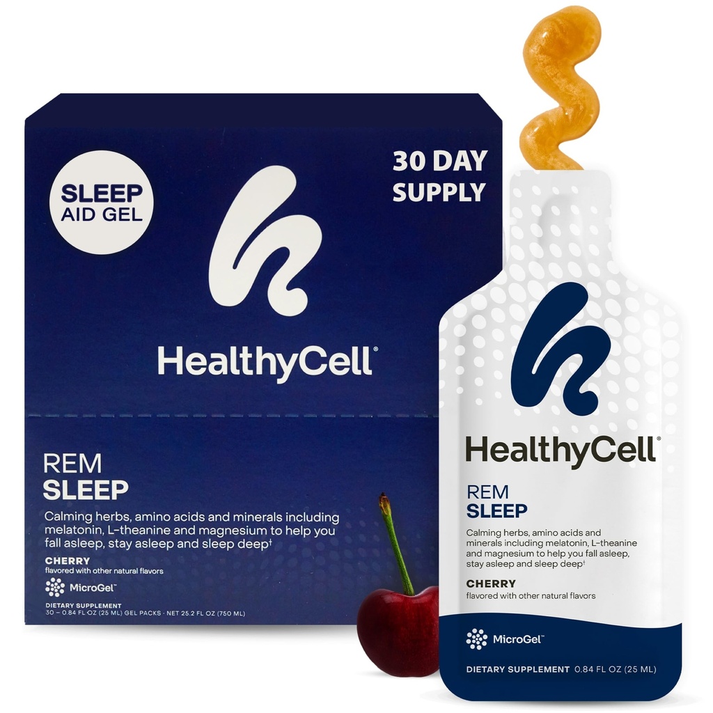 성인을위한 건강한 REM 수면 보조 보충교재 - Melatonin, Magnesium, L-Theanine, GABA & Natural Calming 허브 - 30 젤 팩, 체리 맛