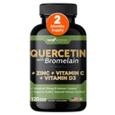 Bromelain 비타민 C와 아연 비타민 D3를 가진 가드 영양 Quercetin | 캡슐에 있는 면역 지원 보충교재 | 비 GMO, 글루텐 자유로운, Vegan | 미국에서 만드는 | 2 달 공급