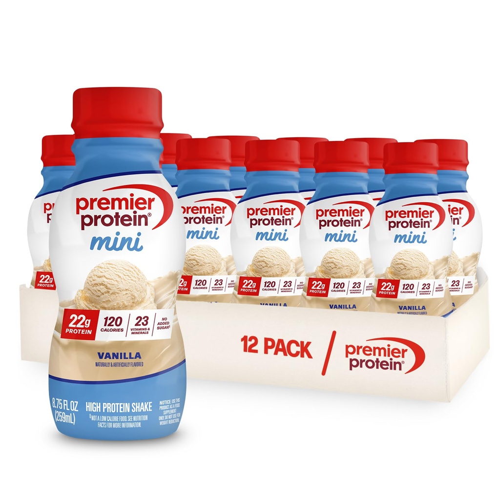 Premier Protein Shake MINI, 바닐라, 22g Protein, 120 칼로리, 1g Sugar, 8.75fl oz, 12 팩