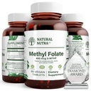 Quatre folic, 지원 심장 및 몸 건강을 가진 자연적인 Nutra 활동적인 메틸 Folate 보충교재는, 뇌 건강을, 돕습니다 긍정 Vibes, B9, 90 Vegan 정제를 감소시킵니다 (2의 포장)