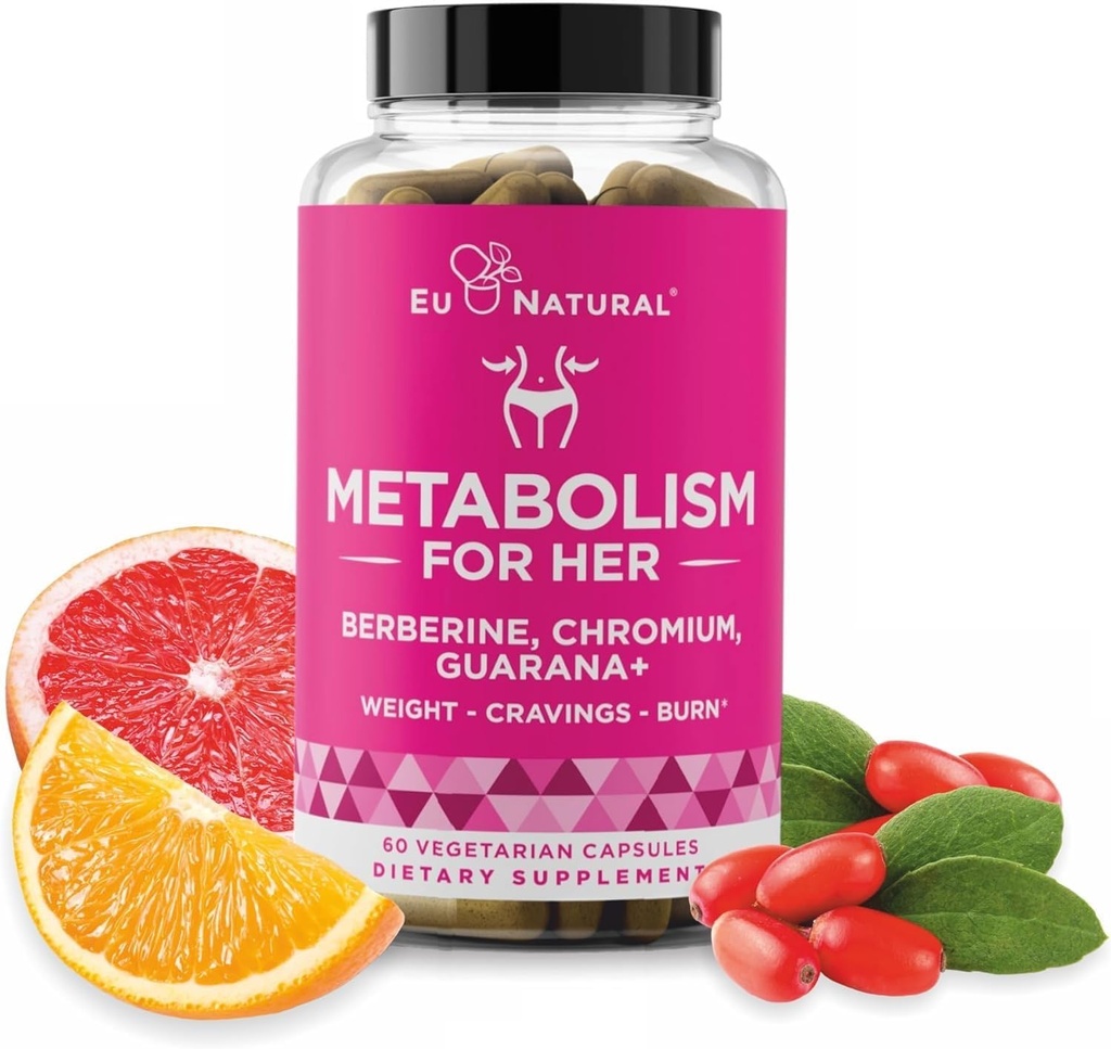 여성을위한 Metabolism - 여성을위한 Appetite & Metabolism 지원 - Curb Cravings, Caloric Intake 감소 & Fullness감 촉진 - Berberine, Chromium Picolinate & Guarana - 60 Veg 캡슐